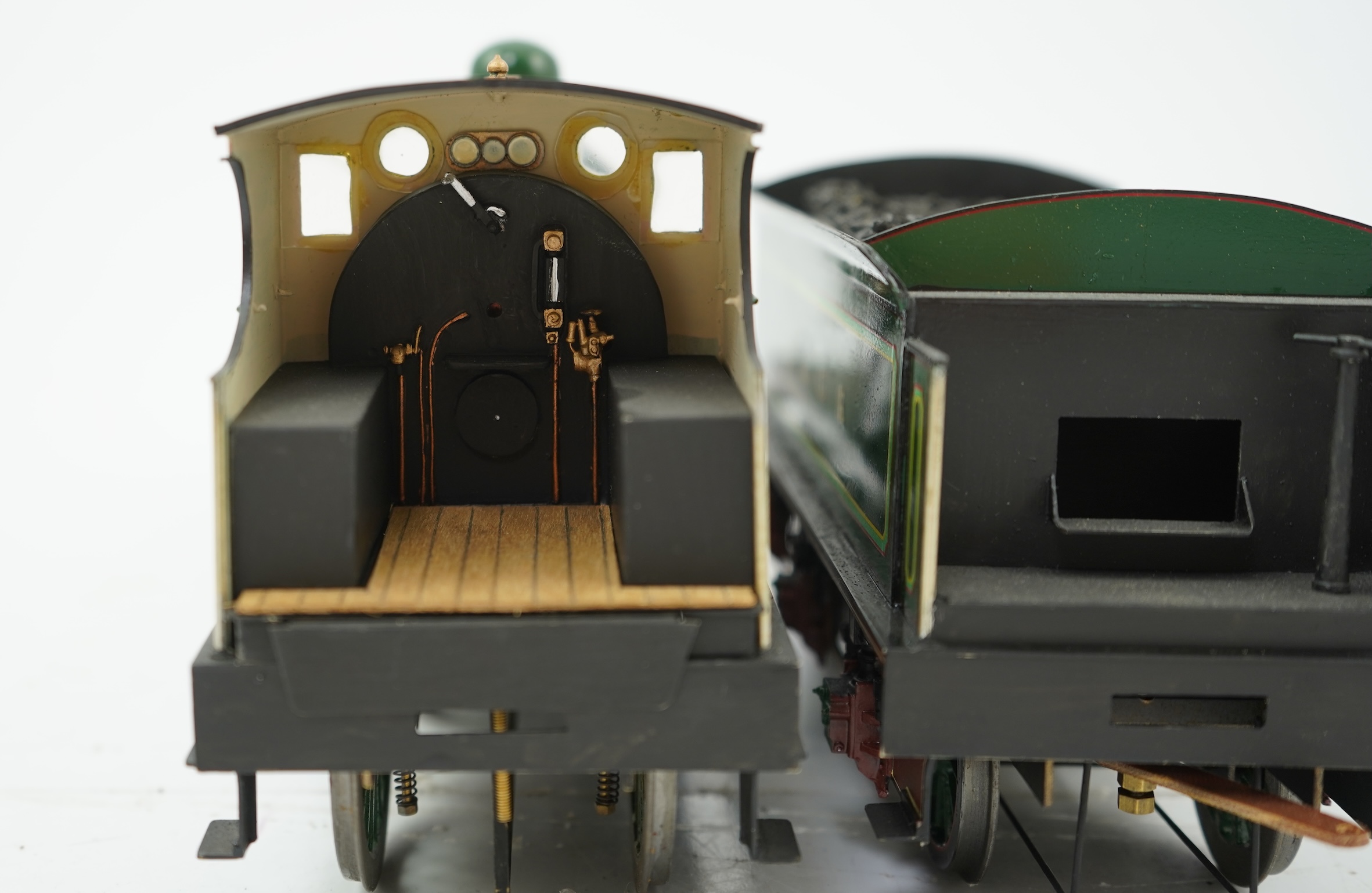 A Gauge One Cherry Scale Models No.70 South East and Chatham Railway D Class, 737, 4-4-0 tender locomotive, powered for two rail operation.